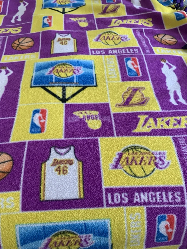LAKERS Hand Made Double Sided Fleece Tied Blanket (Approx. 49”x51”) - Image 3 of 4