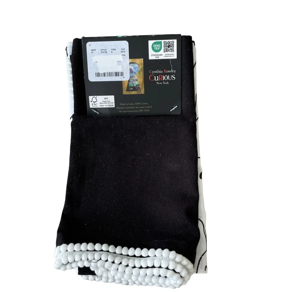 Cynthia Rowley HALLOWEEN GHOST Cotton Napkins 18x18 Black White Set of 6 NEW - Image 4 of 4