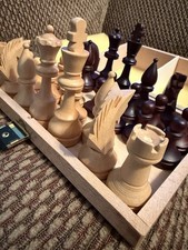 Staunton Wood Chess Pieces Set with Hinged Wooden Storage Box 3.5&rdquo; King
