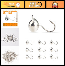10-Pack Unpainted Tungsten Round Ice Jigs for Fishing, 2.5-8mm Ball Jigs