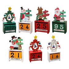 Christmas Wooden Calendar Xmas Perpetual Calendar Creative Tabletop Desk