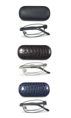 EYE ZOOM 3 Pack Compact Metal Rectangular Folding Reading Glasses with Case