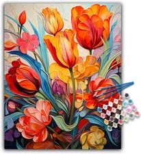 Paint by Numbers Kit for Adults- Flowers Adult Paint by Number Kits on Canvas...