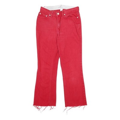 TOMMY HILFIGER Damen Jeans Rot Regular Straight Denim Raw W28 L26 Fransensaum