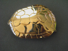 Kieselstein Southwestern Inspired Gold Tone Turtle Shell Peg Hook Belt Buckle
