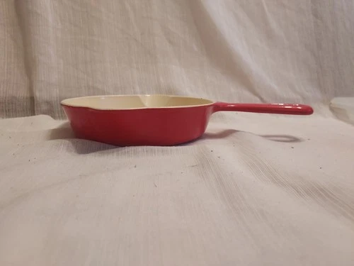 Griswold Cast Iron #4 Skillet in Red and Cream Enamel