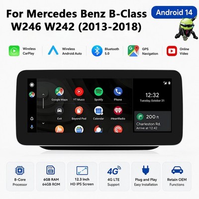 12.3'' Apple Carplay BT Autoradio DAB+ Für Mercedes Benz B-Klasse W246 2013-2018