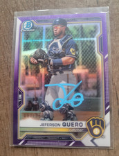 Jeferson Quero Signed 2021 Bowman Draft Baseball Card #BDC-183 Brewers Purple