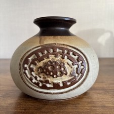 Vintage Studio Pottery 1970s Shelf Pottery Brutalist Double Faced  Vase Repaired