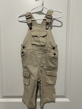 Vintage Old Navy Toddler Boy's Khaki Pull-On Overalls Size 12-18M