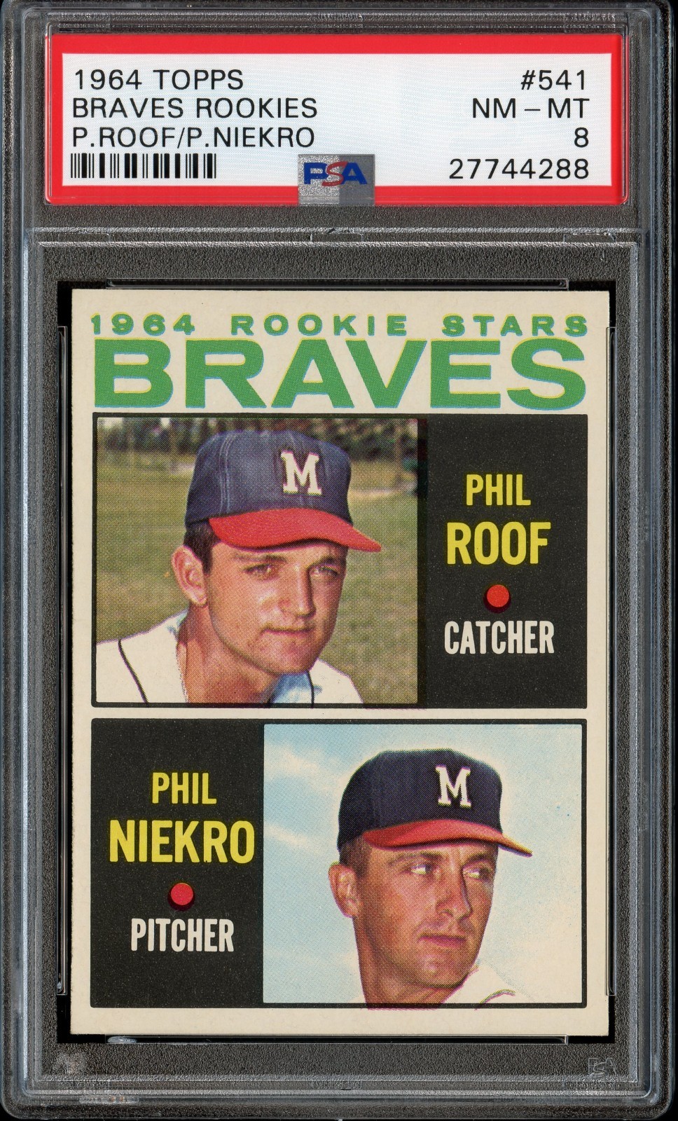 1964 TOPPS #541 PHIL NIEKRO RC HOF PSA 8 NM-MT