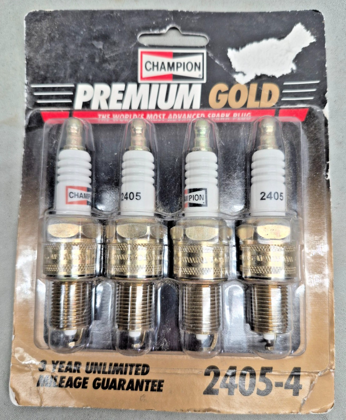 NOS 4 NEW CHAMPION PREMIUM GOLD SPARK PLUGS  2405