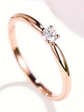 Rose Gold Round Cubic Zirconia Solitaire Ring Women Size 5 6 7 8 9 10 11 12