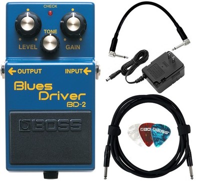 Boss BD-2 Blues Driver Bundle with Power w/ Adapter,