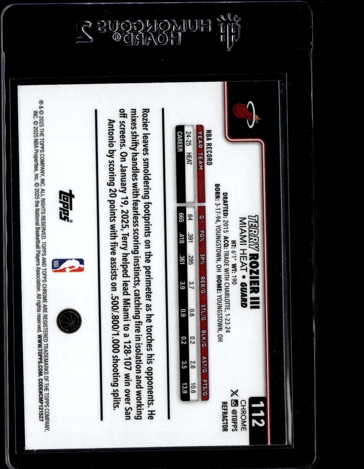 2025-26 Topps Chrome Refractor #112 Terry Rozier III | eBay UK