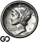 1920-D Mercury Dime, Blast White Gem BU++ FSB, Full Split Bands, Re-Punched Date