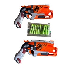Nerf Zombie Lot Of 2 Hammershot Dart Pistol Revolver With Darts