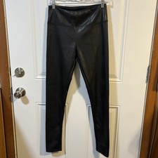 Hunter & Brown Faux Leather Leggings Womens Medium High Rise Stretch Black 28x28