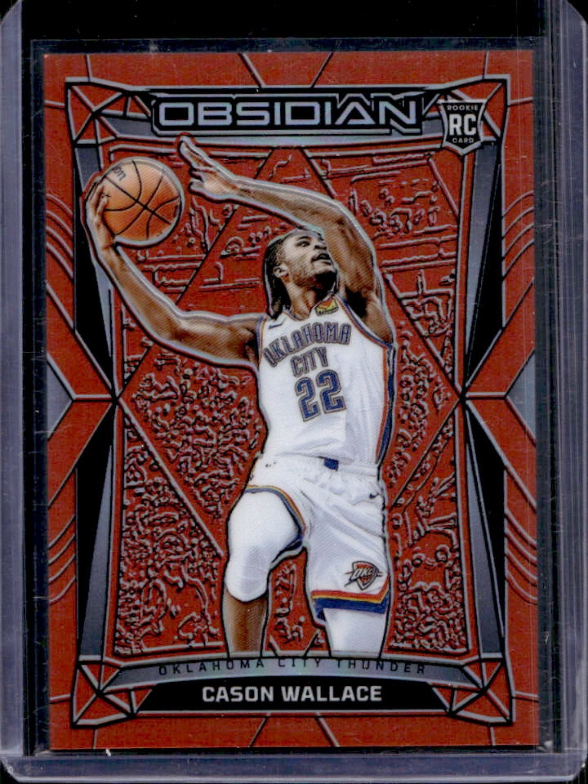 2023-24 Obsidian Cason Wallace RC Electric Etch Orange Flood #/99 Thunder