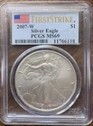 2007-W FIRST STRIKE SILVER EAGLE PCGS MS 69 (1 OZ) .999 FINE SILVER