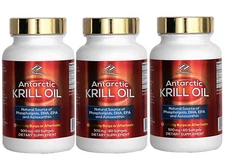3 x Nu-health Antarctic Krill Oil with phospholipids DHA EPA Astaxanthin 60sg x3