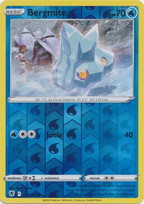 Reverse Holo Bergmite 047/189 Common Astral Radiance Pokemon TCG