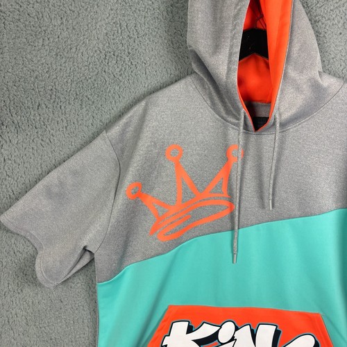 Sacred Crown KING Short Sleeve Hooded Sweatshirt Adult 5x Blue Gray Streatwear - Picture 9 of 17