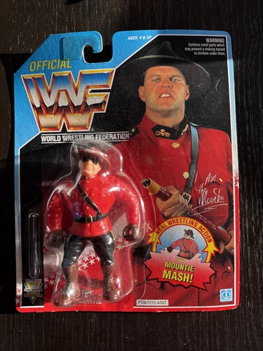 The MOUNTIE Figure WWF 1992 Blue Card HASBRO Rare WWE Retro Quebecers Rougeau