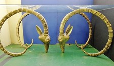 VINTAGE ANTIQUE BRASS IBEX RAM HEADS DINING TABLE