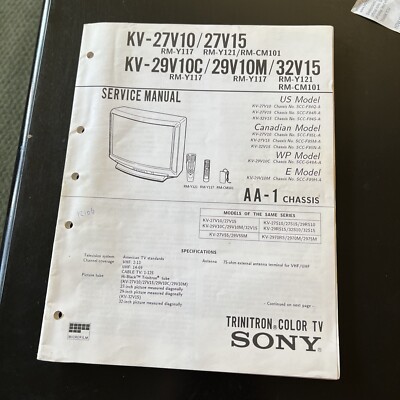 SONY KV-27V10 KV-29V10V TRINITRON COLOR TV Service Manual with drawings