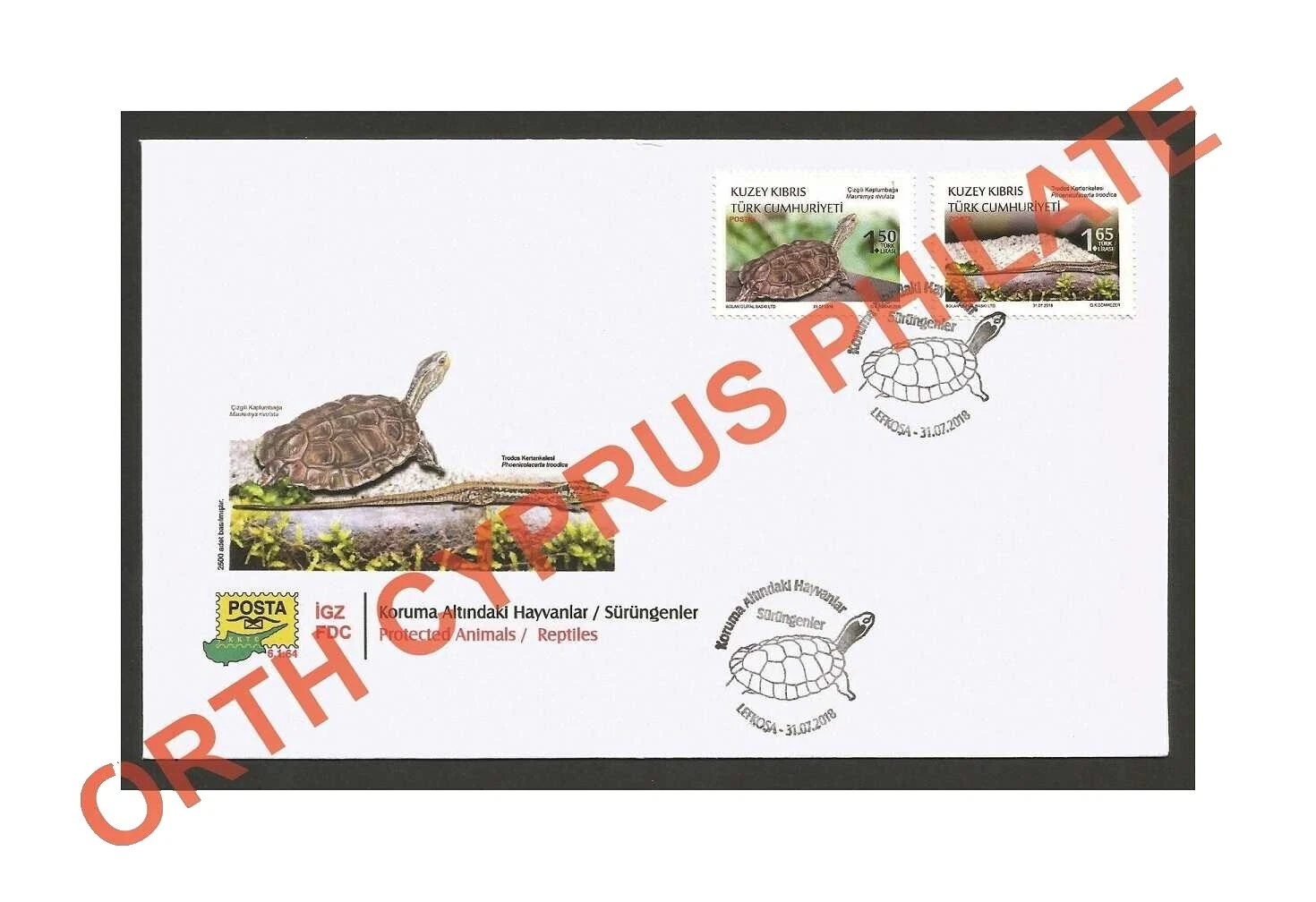 Las tortugas Sellos chipriota sobre de Primer Día (1960-presente)