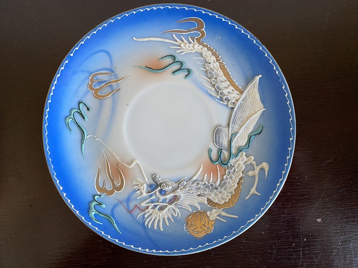 Vintage Wales China, Japan Hand Painted 3d Dragon teacup and