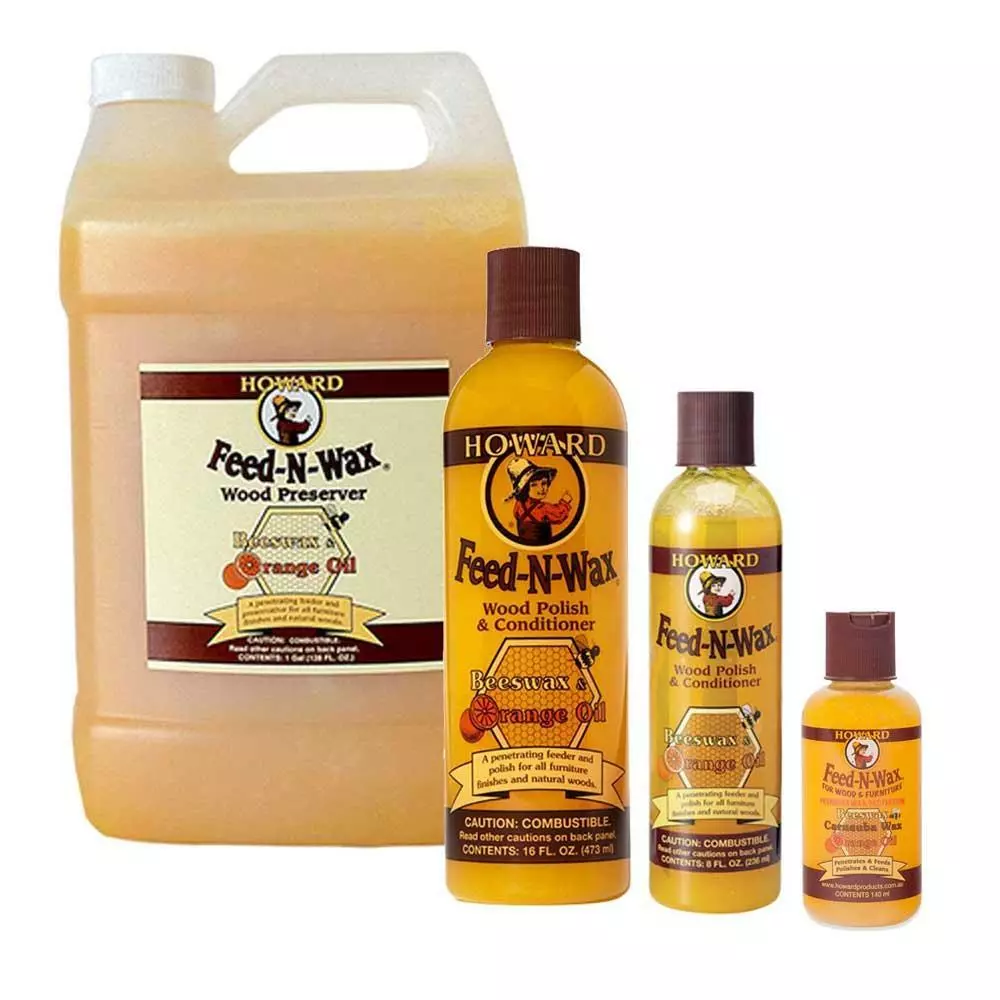 Howard Feed-N-Wax Carnauba Wax Beeswax and Orange Oil Wood Polish &  Conditioner 8 Oz