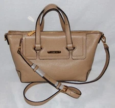 NWT MICHAEL KORS MACKENZE PEBBLED LEATHER TOP ZIP SATCHEL CROSSBODY BAG BISQUE