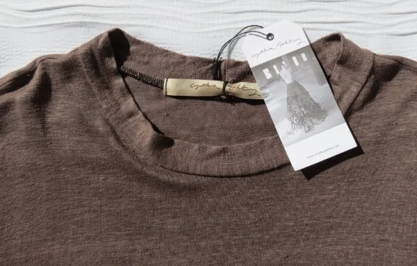 NUEVO $88 CYNTHIA ASHBY M L XL Marrón Lino Jersey Tejido Túnica Top Camiseta Larga Foto 4 de 4