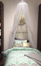 Pottery Barn Canopy Drape White Sheer Curtain Bed Crown NIB🦩
