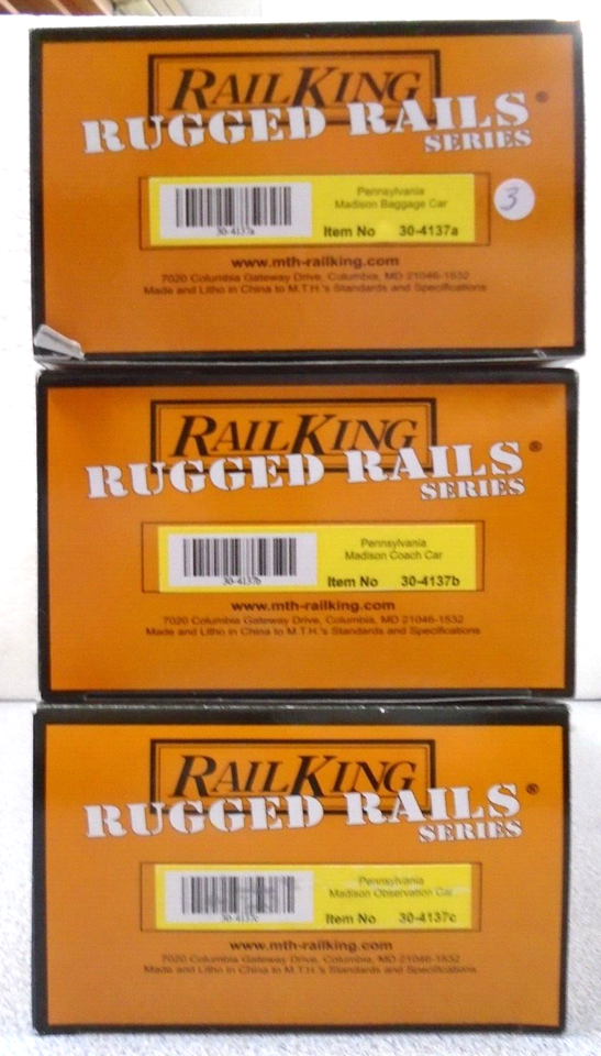 MTH Rail King Rugged Rails 30-4137 A B & C 3-Car Passenger Set NIB | eBay