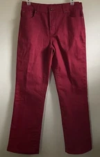 DG2 By Diane Gilman Red Pants Womens Size 6P Rhinestones Flag on Back Pocket