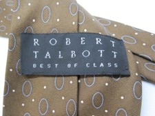 Robert Talbott Best of Class Polka Dot Neat Brown Olive Silk Tie Made in USA