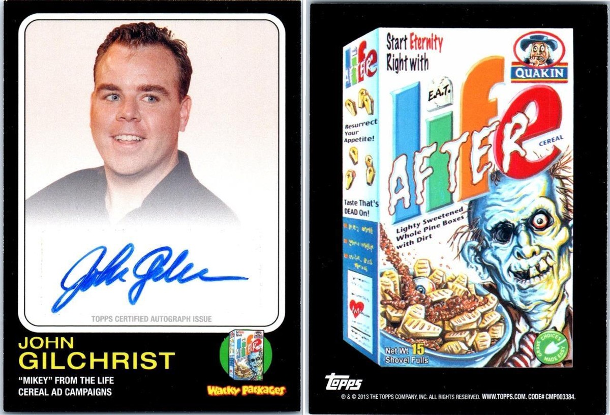 2013 WACKY PACKAGES ANS10 CELEBRITY AUTOGRAPH MIKEY LIFE CEREAL
