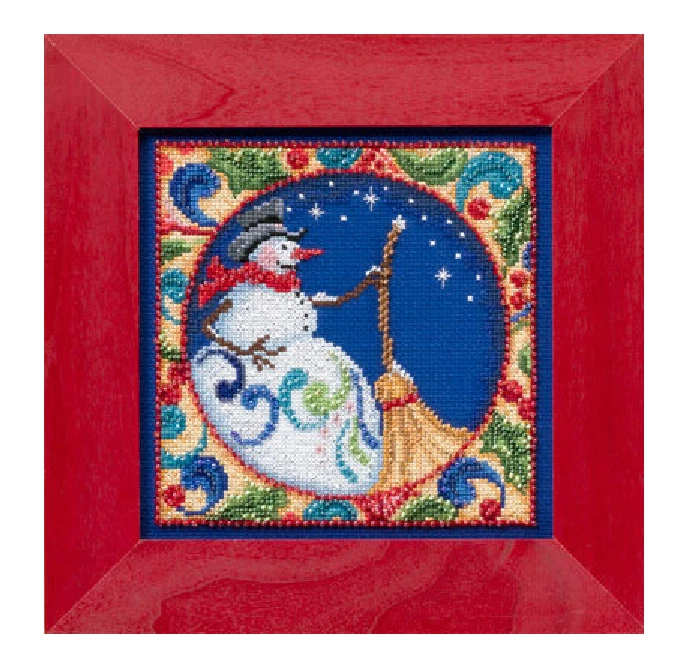 MILL HILL - JIM SHORE MILL HILL Counted Cross Stitch Beads Kit JIM SHORE Christmas Snowman