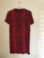 Pretty Little Thing Red Snakeskin  Print Dress S6