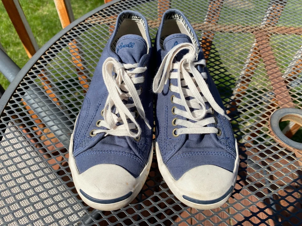 Converse Jack Purcell Blue Canvas Shoes 141995C Striped Lining Mens 7.5 - Image 3 of 4