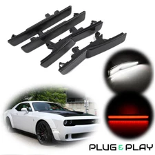 Front & Rear Smoked Bumper Side Marker Light For 18-22 Dodge Challenger Widebody