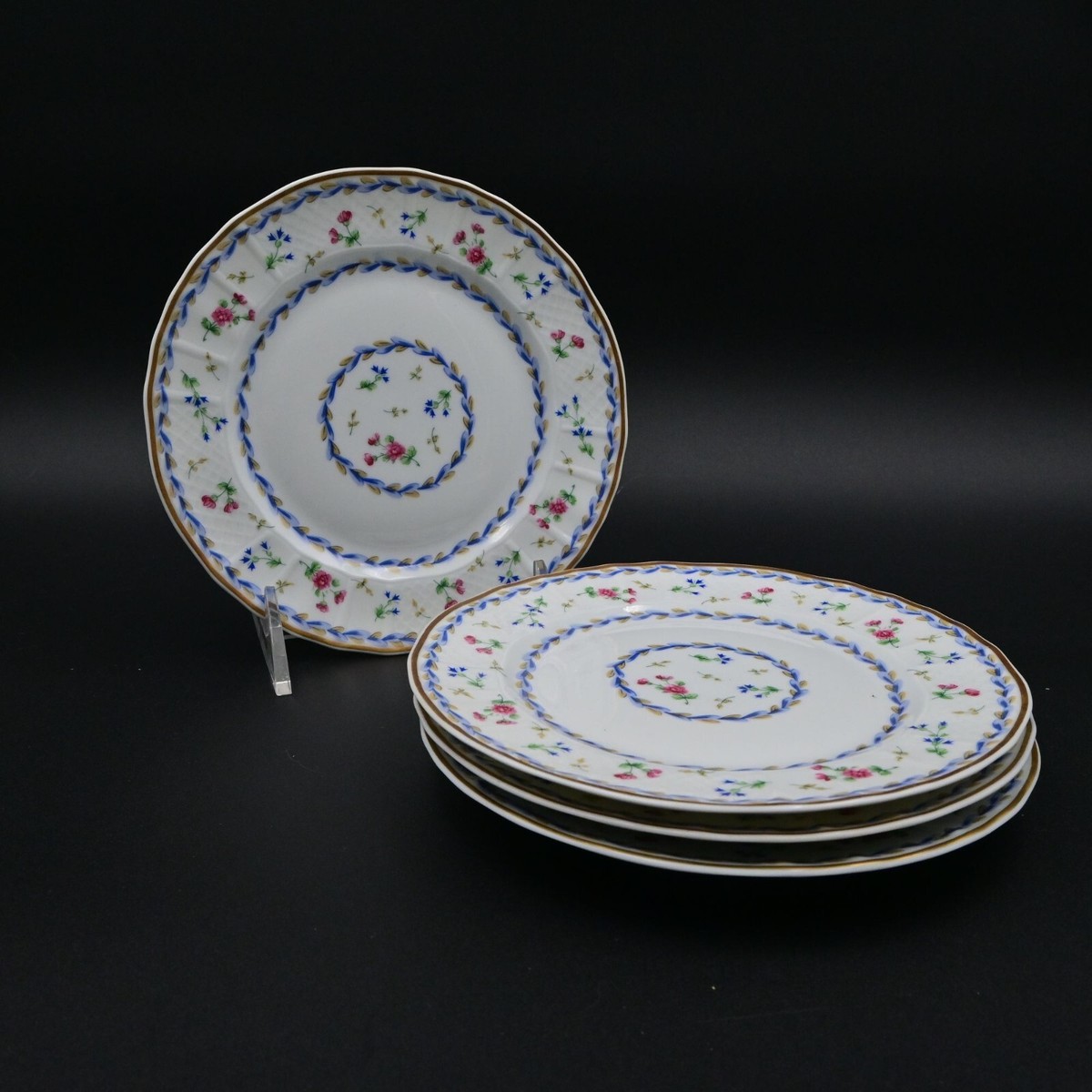 Bernardaud Limoges Artois Bleu Porcelain Dessert Plates Set Of 4