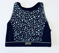 Justice 14 Sports Bra Girls Active High Neck Cropped Black Gymnastics