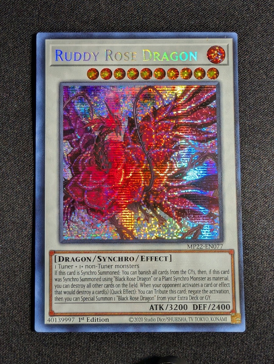 Yu-Gi-Oh! Sammelkarte Ruddy Rose Dragon – MP22-EN077 Prismatic Secret Rare 1. Edition