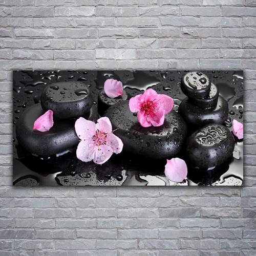 Tableau Bambou Zen Sur Toile 152x78 Cm – Décoration Murale Pierres Noires, Imprimé Bien-être Spa Pour Salon Ou Chambre