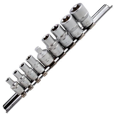 Steckschlüsselsatz Außen Torx Nuss Set 9tlg 1/4'' 3/8'' Nüsse Torxschlüssel E5-E16