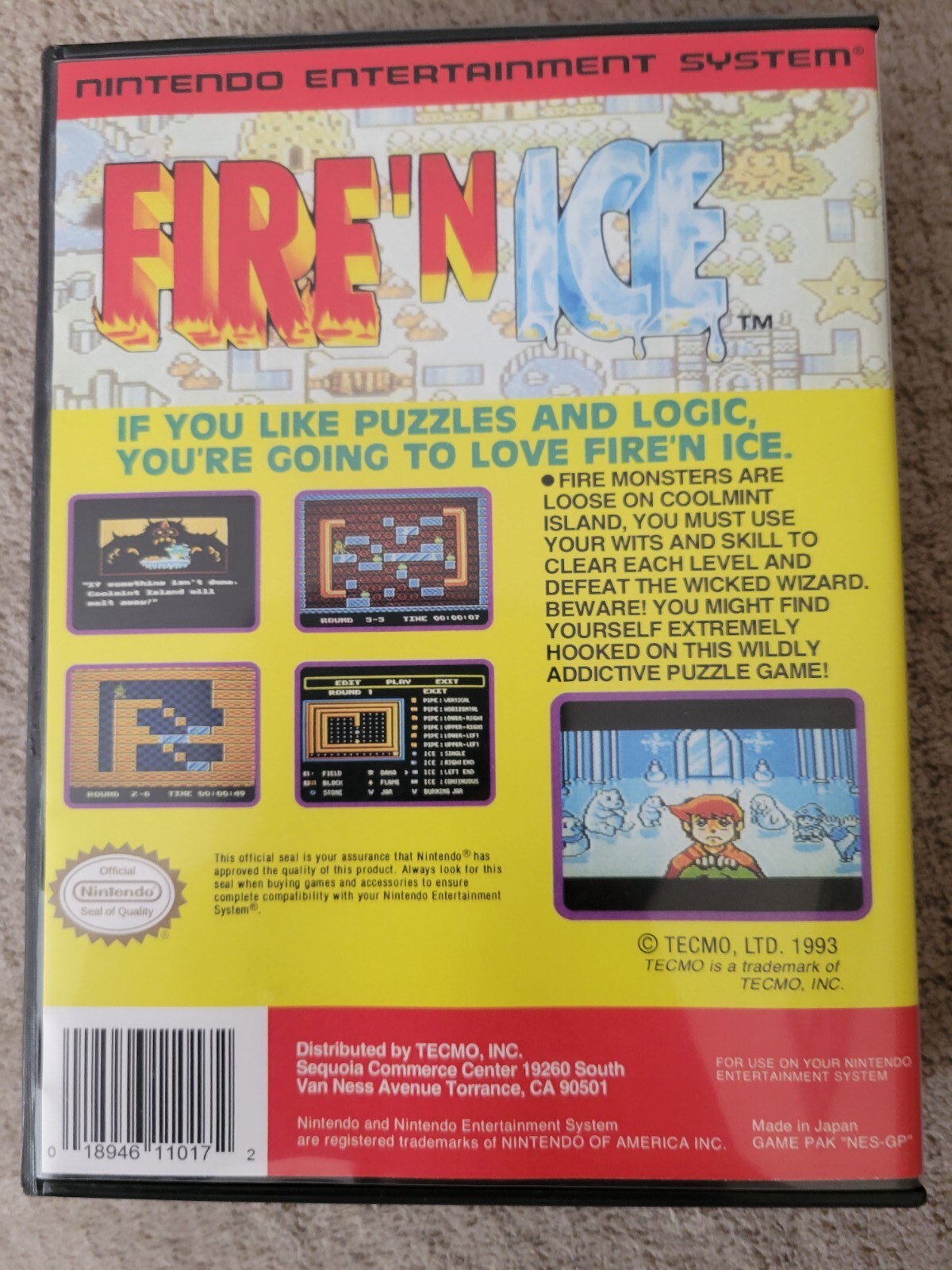 Fire 'N Ice (Nintendo NES, 1993) Great Condition, Tested, Works, hard